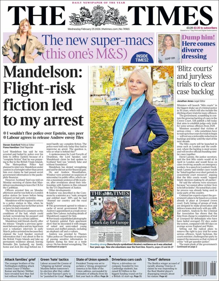 Portada de The Times (Royaume-Uni)