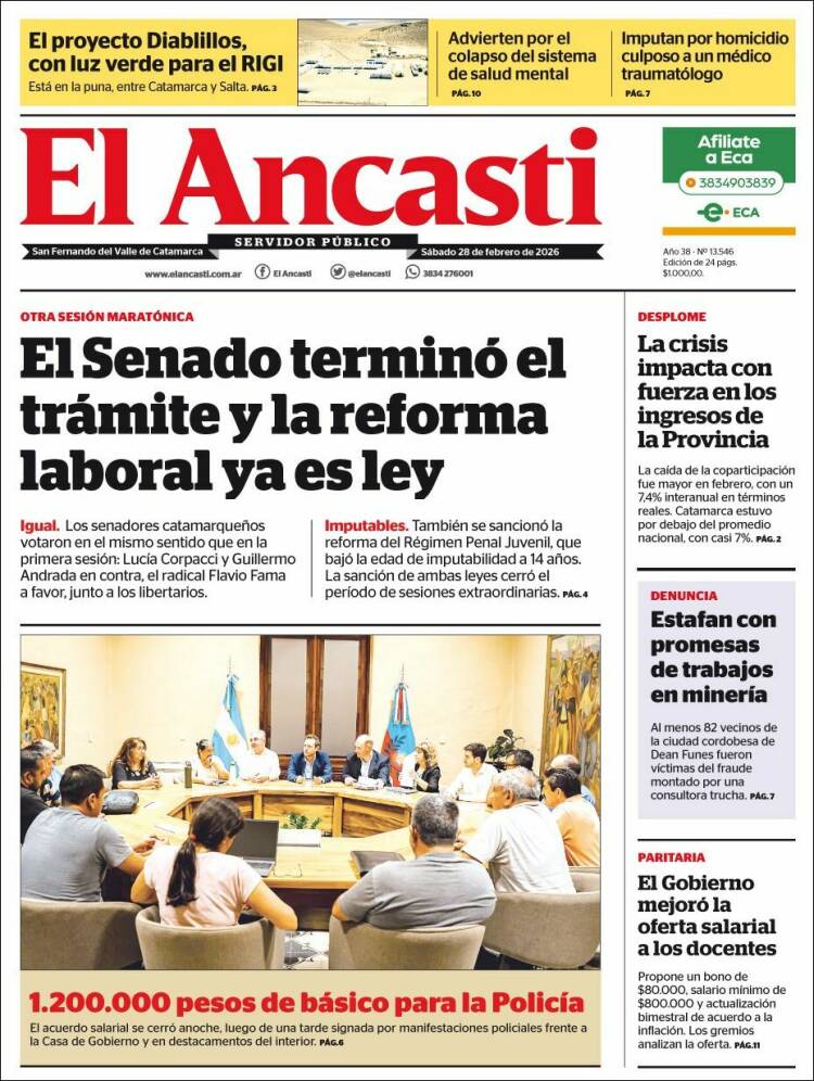 Portada de El Ancasti (Argentina)