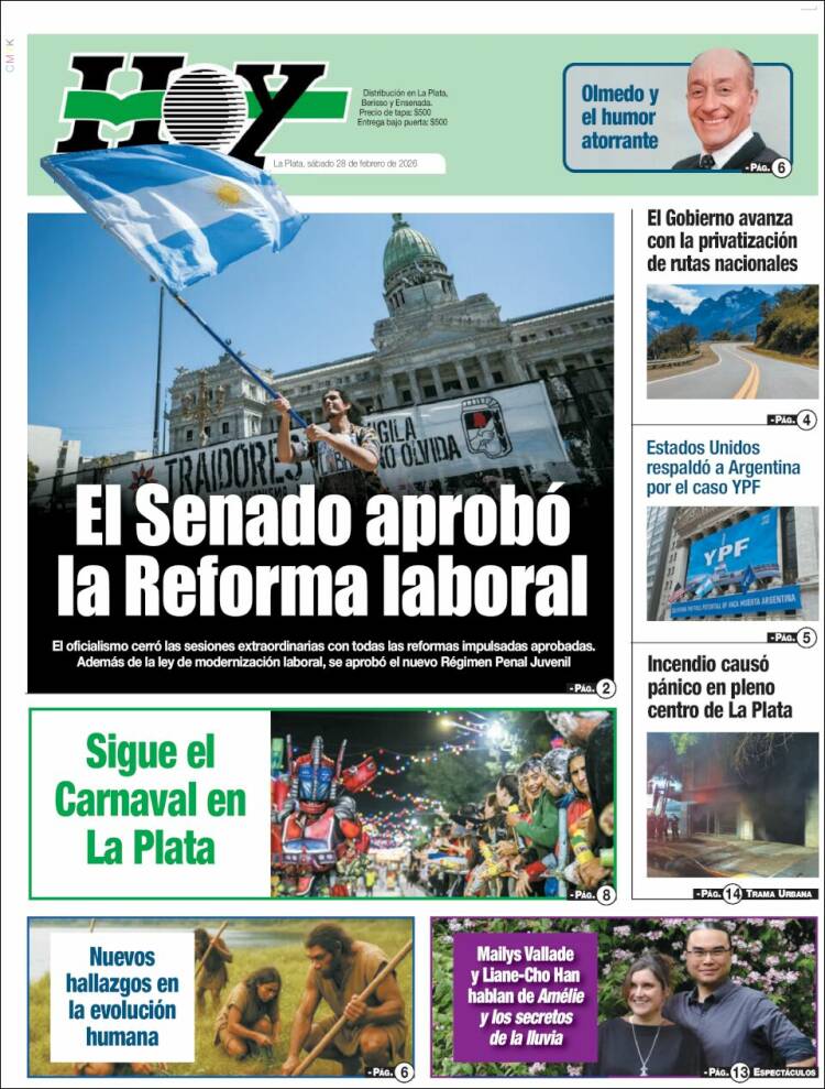 Portada de Diario Hoy (Argentina)