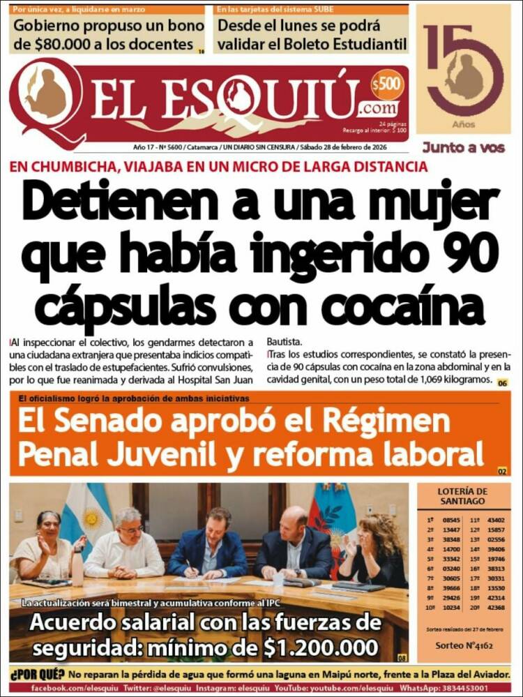 Portada de El Esquiu (Argentina)