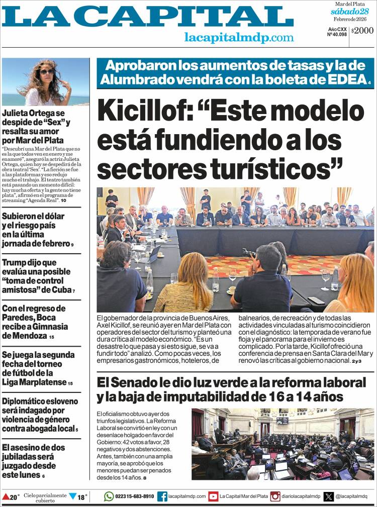 Portada de Diario La Capital - Mar del Plata (Argentina)
