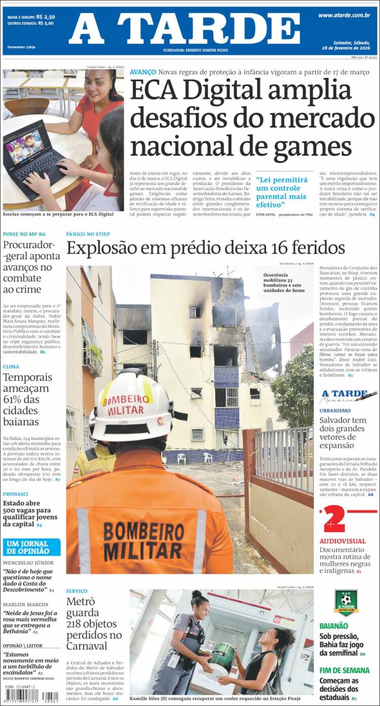 Portada de Diário A Tarde (Brasil)