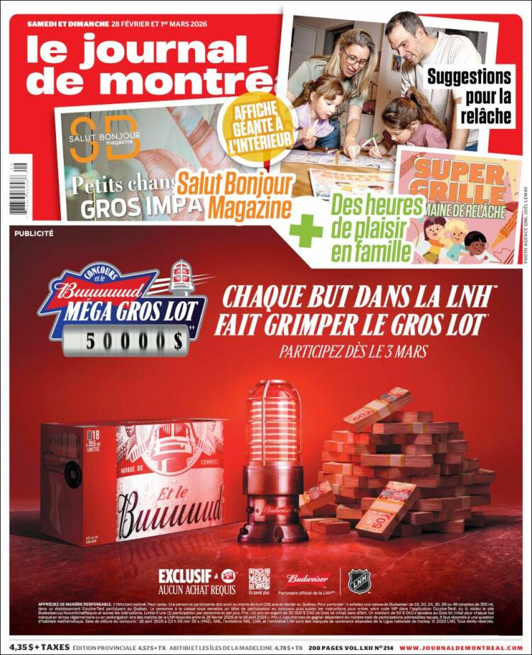 Portada de Le Journal de Montréal (Canad&aacute;)