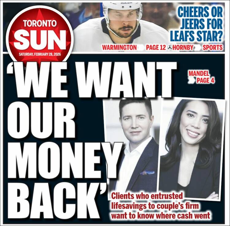 Portada de The Toronto Sun (Canad&aacute;)