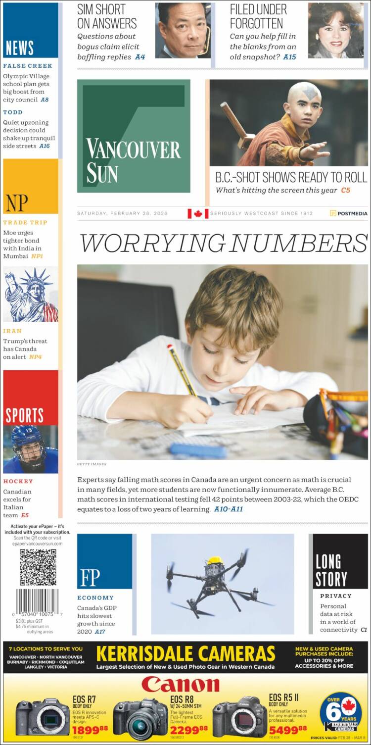 Portada de The Vancouver Sun (Canad&aacute;)
