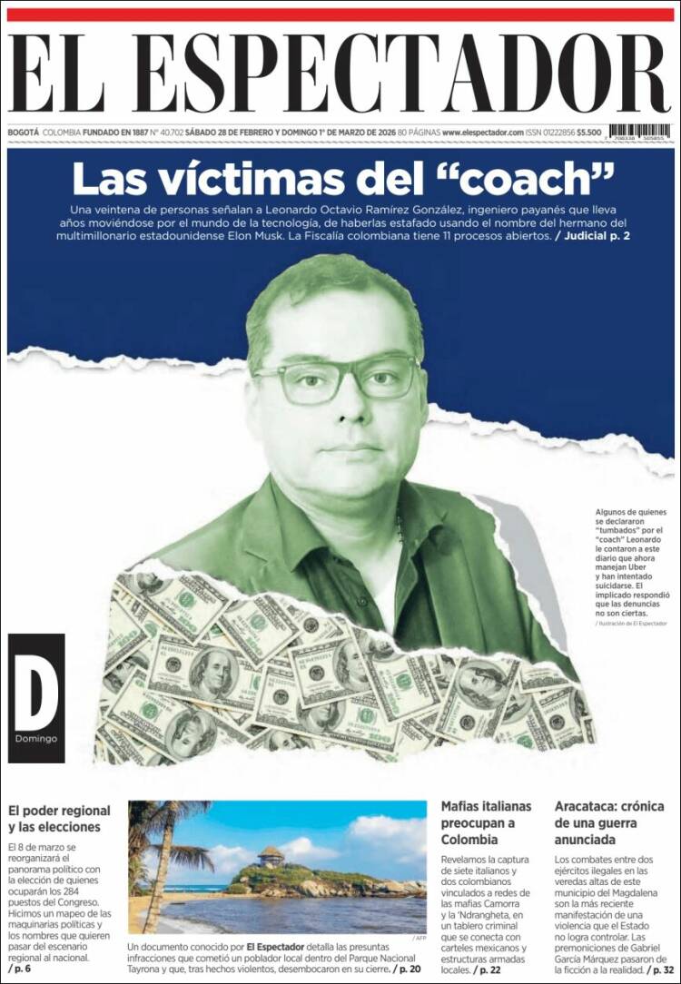 Portada de El Espectador (Colombia)