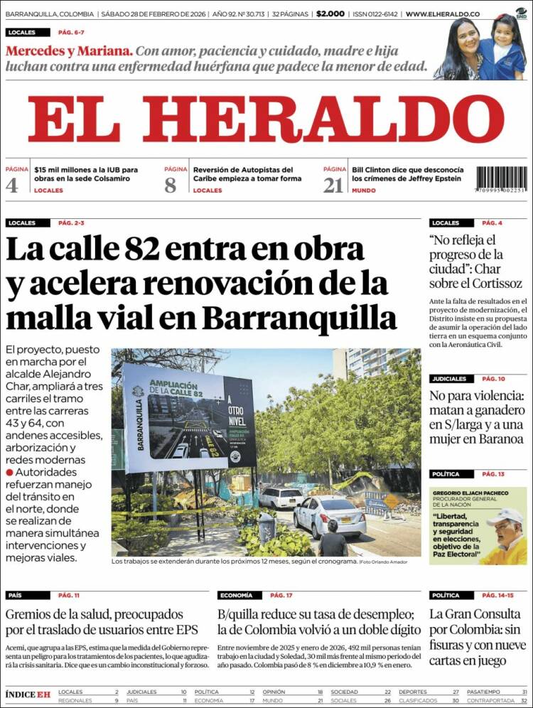 Portada de El Heraldo (Colombia)