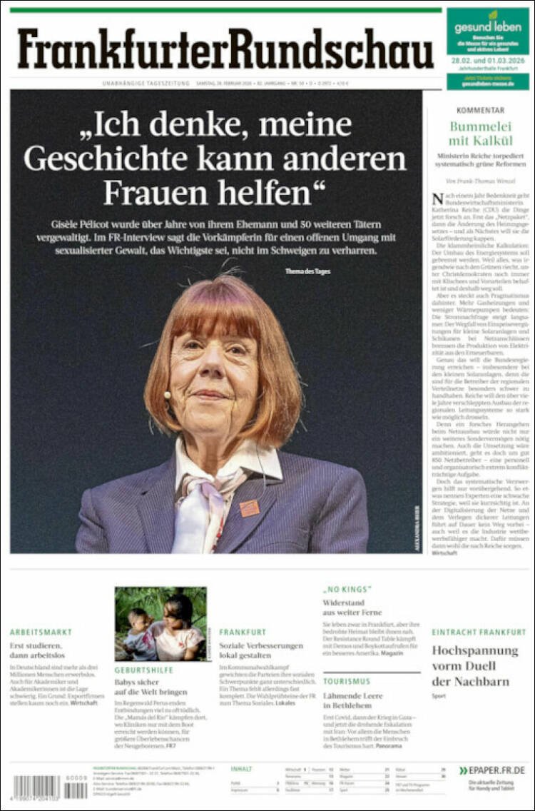 Portada de Frankfurter Rundschau (Alemania)