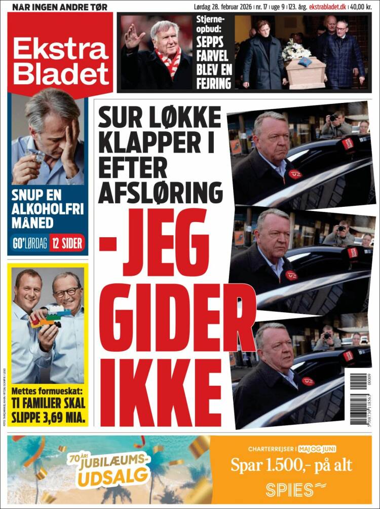 Portada de Ekstra Bladet (Dinamarca)