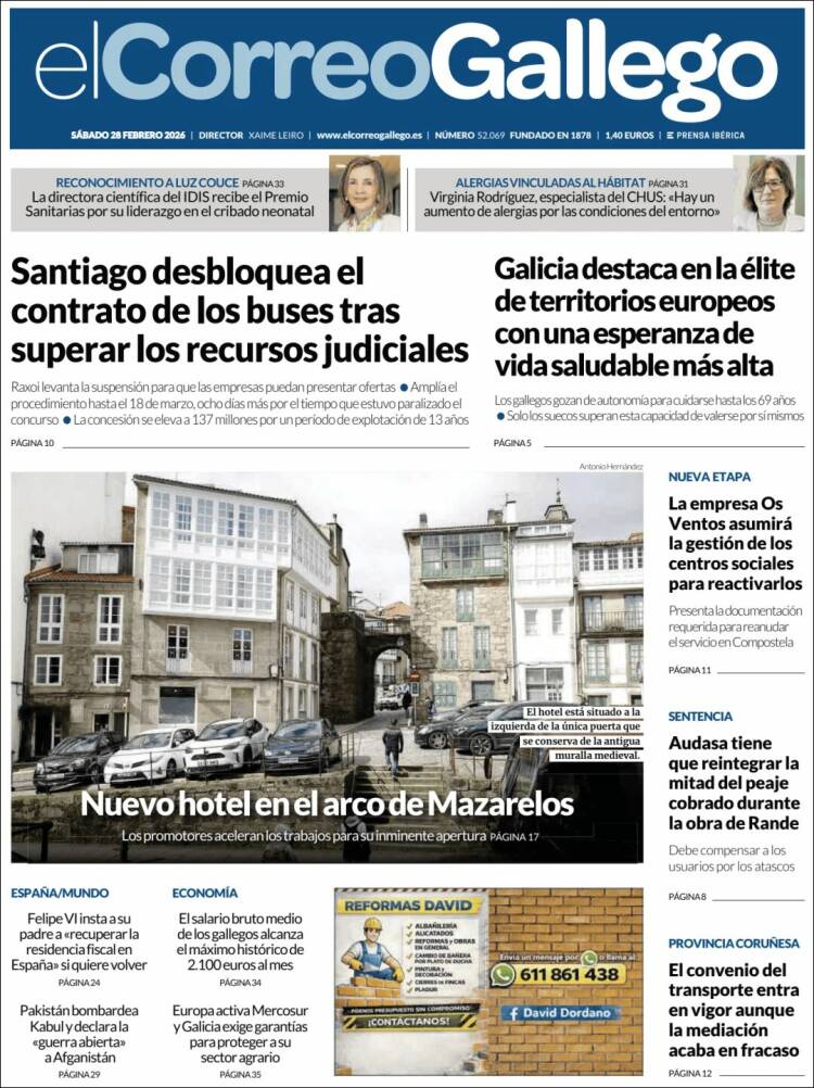 Portada de El Correo Gallego (Espa&ntilde;a)