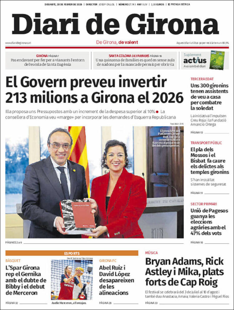 Portada de Diari de Girona (Espa&ntilde;a)
