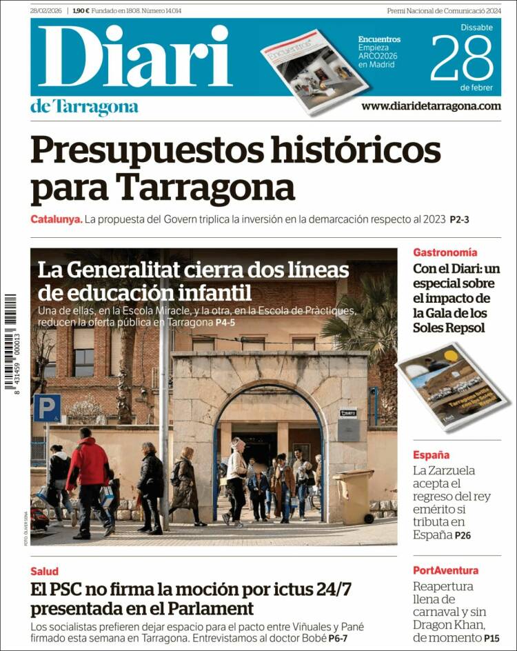 Portada de Diari de Tarragona (Espa&ntilde;a)