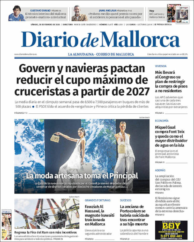 Portada de Diario de Mallorca (Espa&ntilde;a)