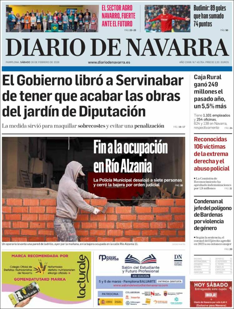 Portada de Diario de Navarra (Espa&ntilde;a)