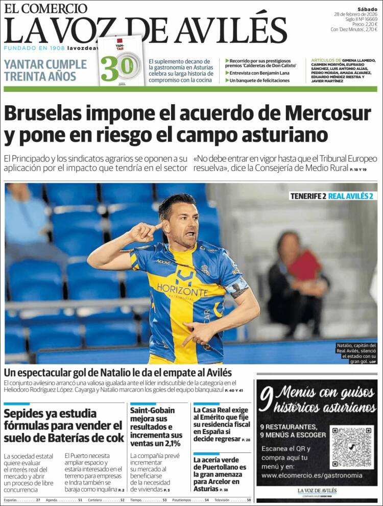 Portada de El Comercio - Avilés (Espa&ntilde;a)