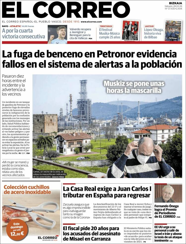 Portada de El Correo (Espa&ntilde;a)