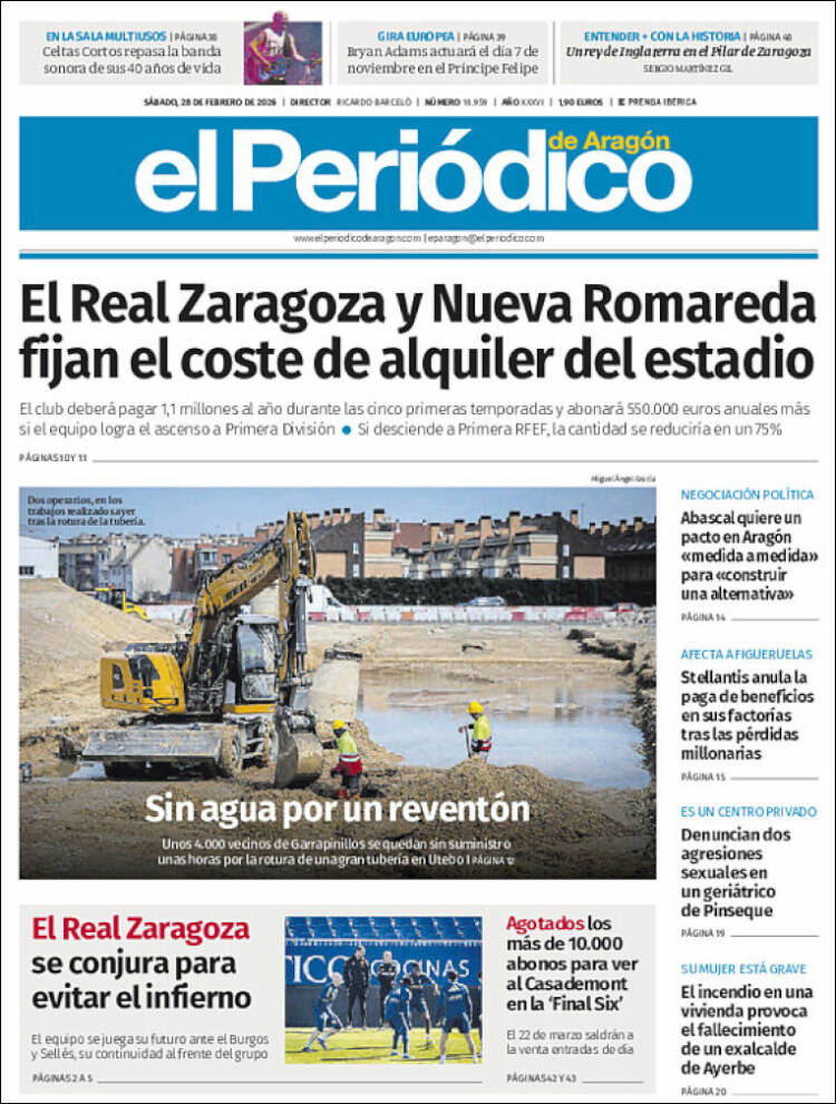 Portada de El Periódico de Aragón (Espa&ntilde;a)