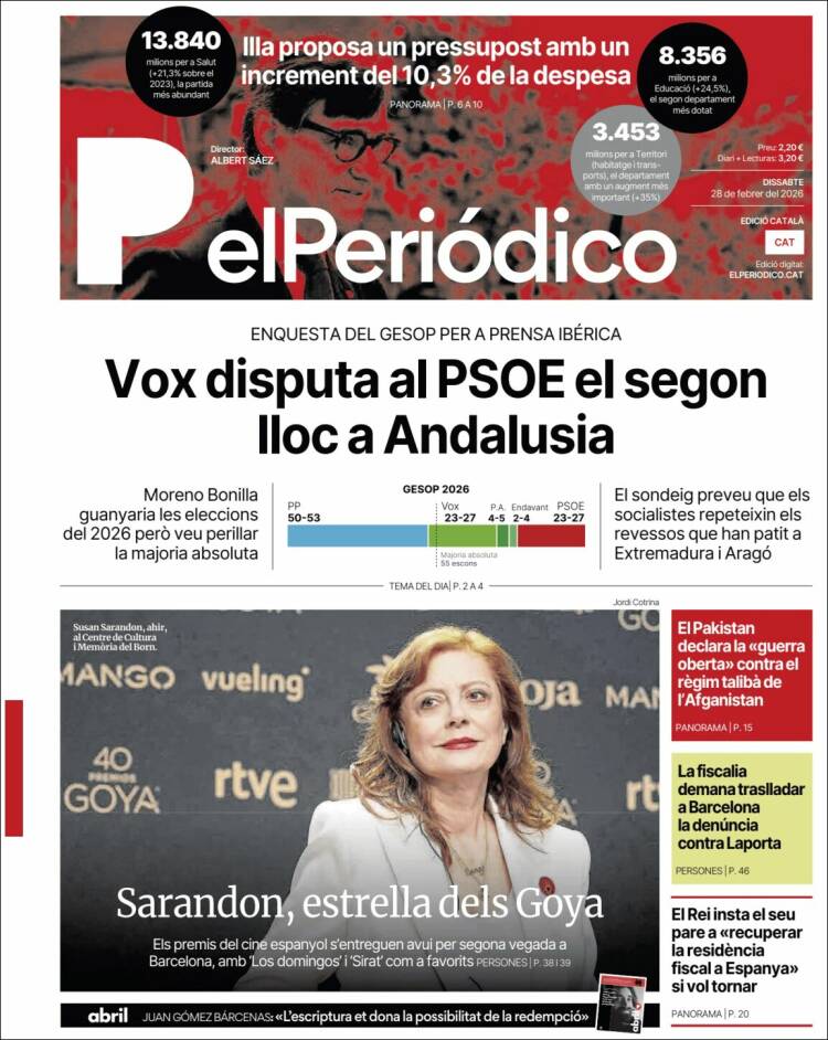 Portada de El Periódico de Catalunya (Espa&ntilde;a)