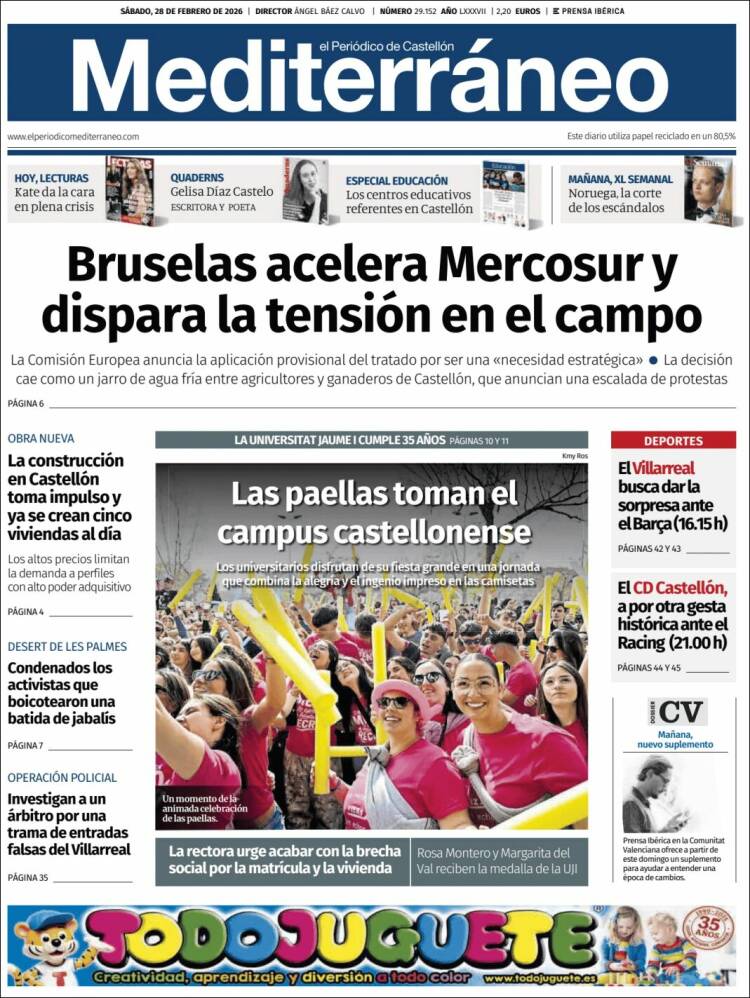 Portada de El Periódico Mediterraneo (Espa&ntilde;a)