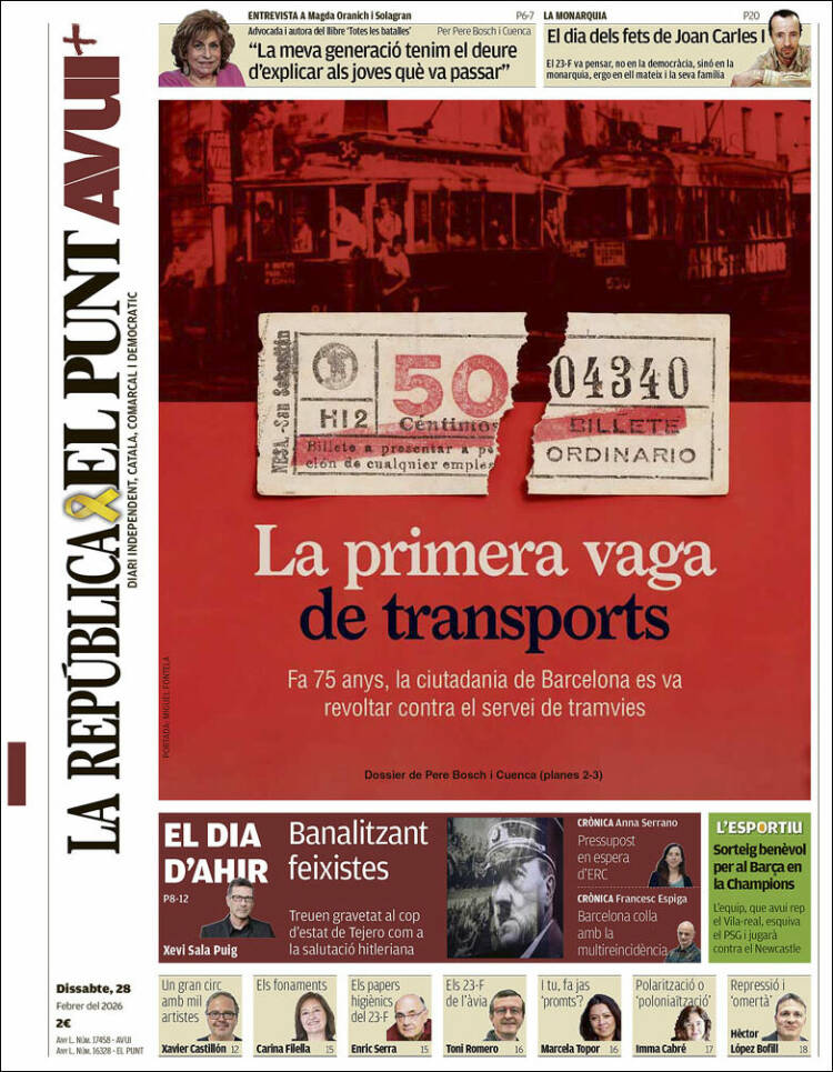 Portada de El Punt Avui (Espa&ntilde;a)