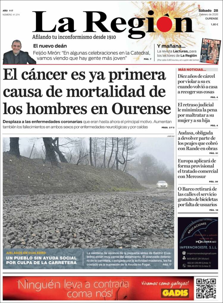 Portada de La Región de Ourense (Espa&ntilde;a)