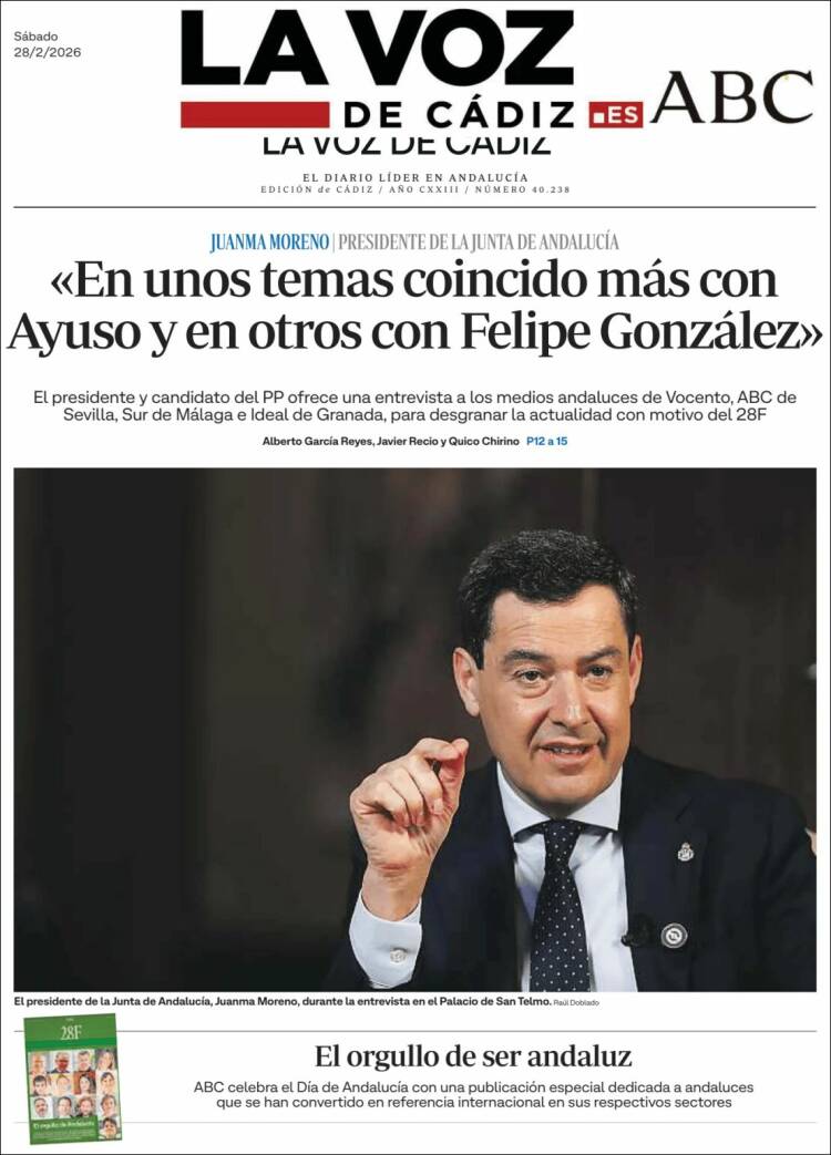 Portada de La Voz de Cádiz (Espa&ntilde;a)