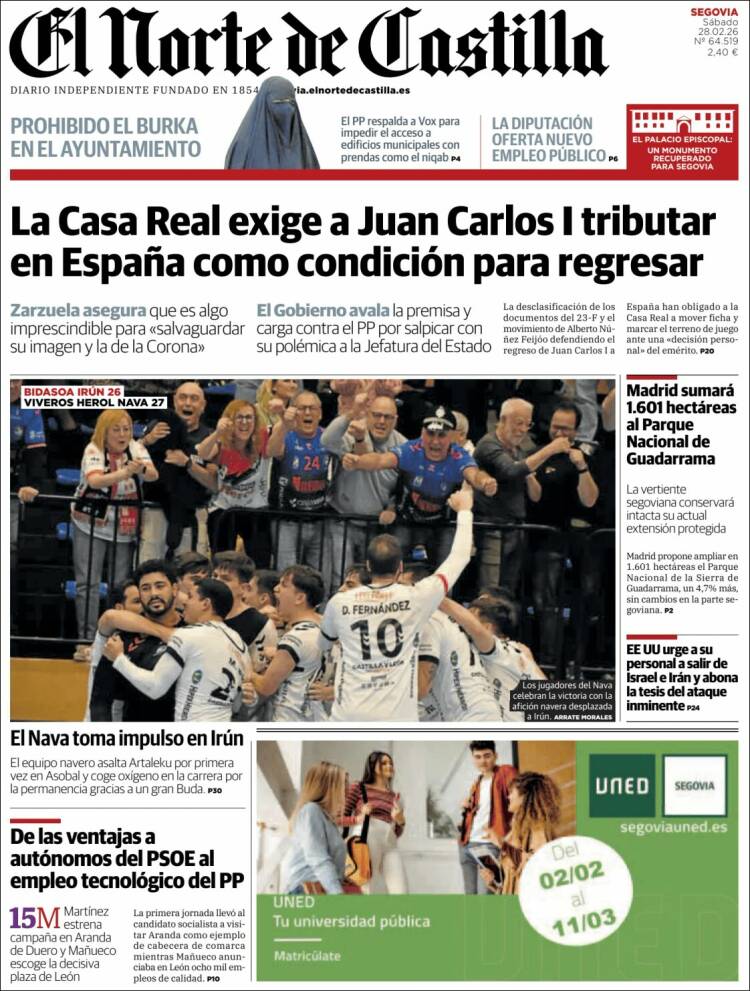 Portada de Norte de Castilla - Segovia (Espa&ntilde;a)