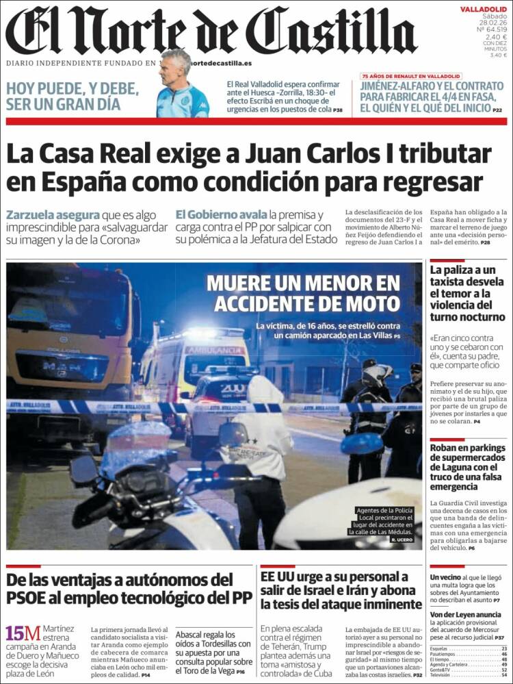 Portada de Norte de Castilla - Valladolid (Espa&ntilde;a)