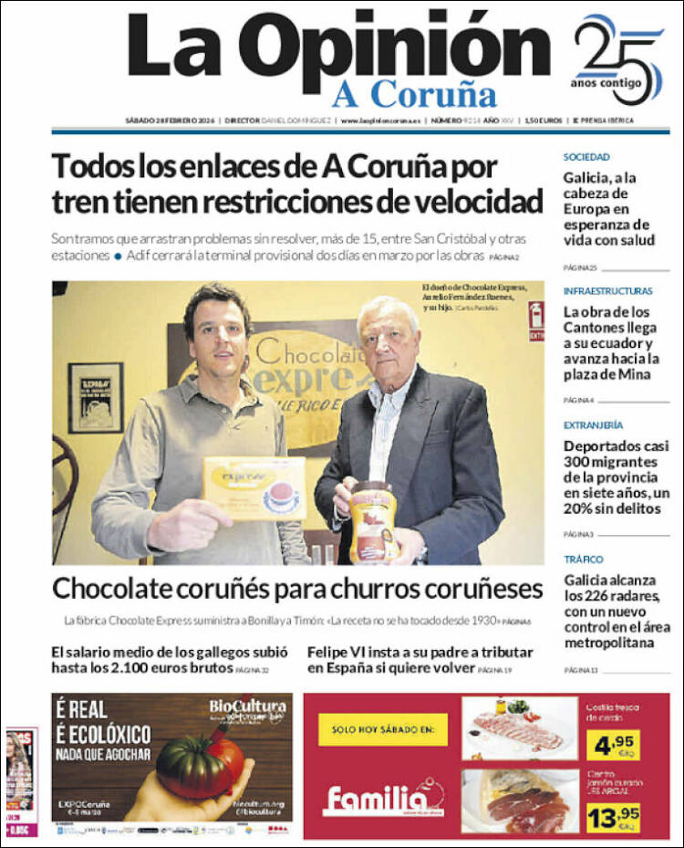 Portada de La Opinión de A Coruña (Espa&ntilde;a)