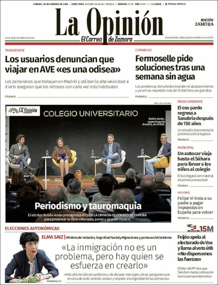 Portada de La Opinión - El Correo de Zamora (Espa&ntilde;a)