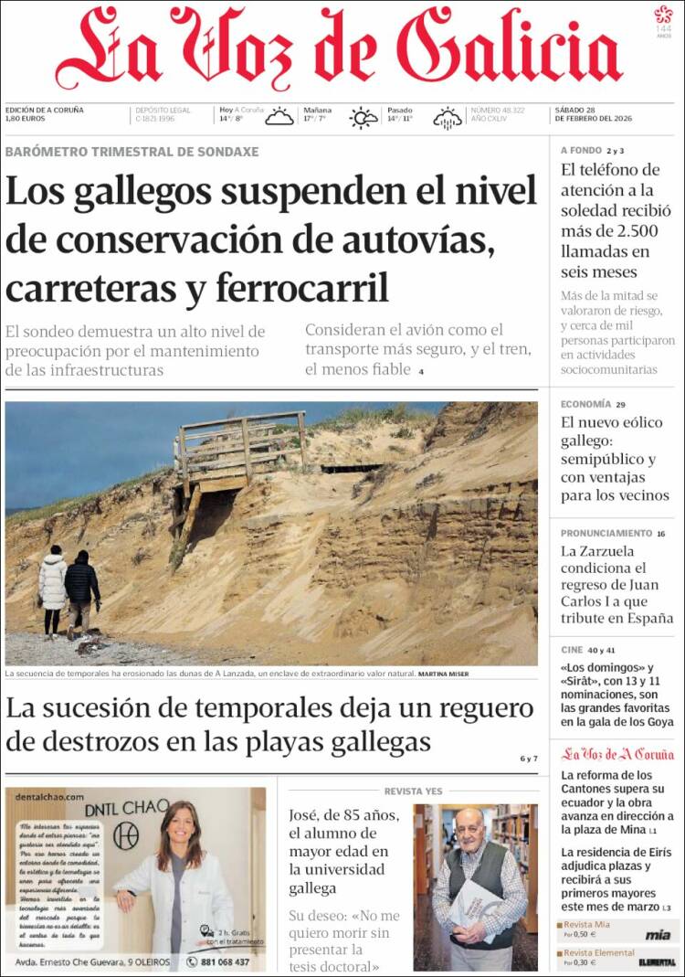Portada de La Voz de Galicia (Espa&ntilde;a)
