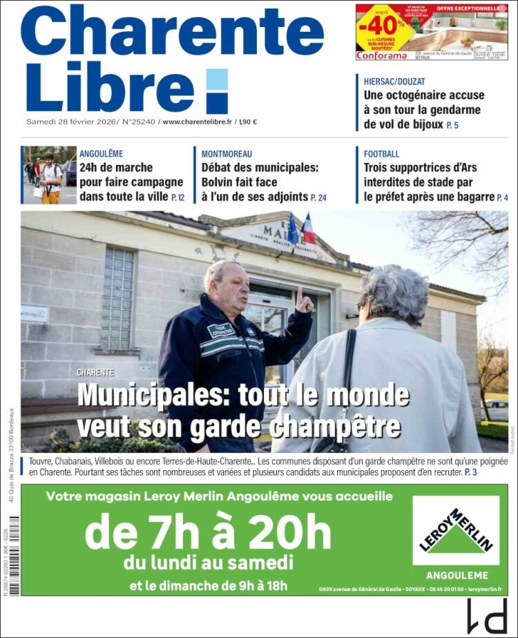 Portada de Charente Libre (Francia)