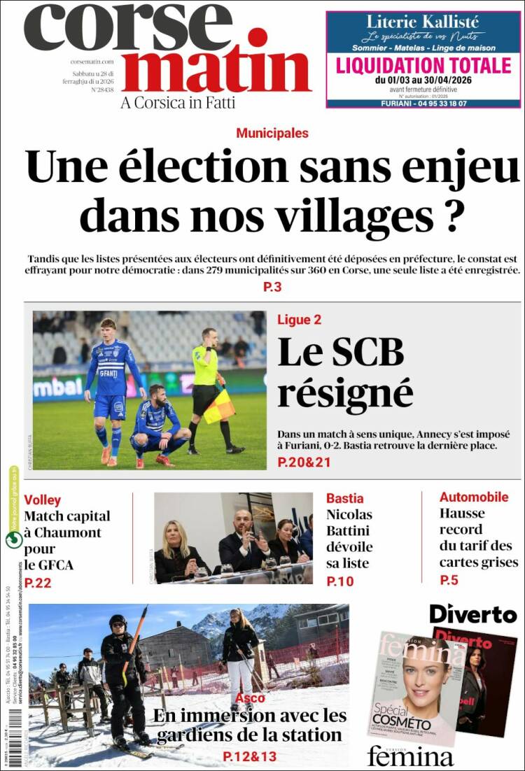 Portada de Corse-Matin (Francia)