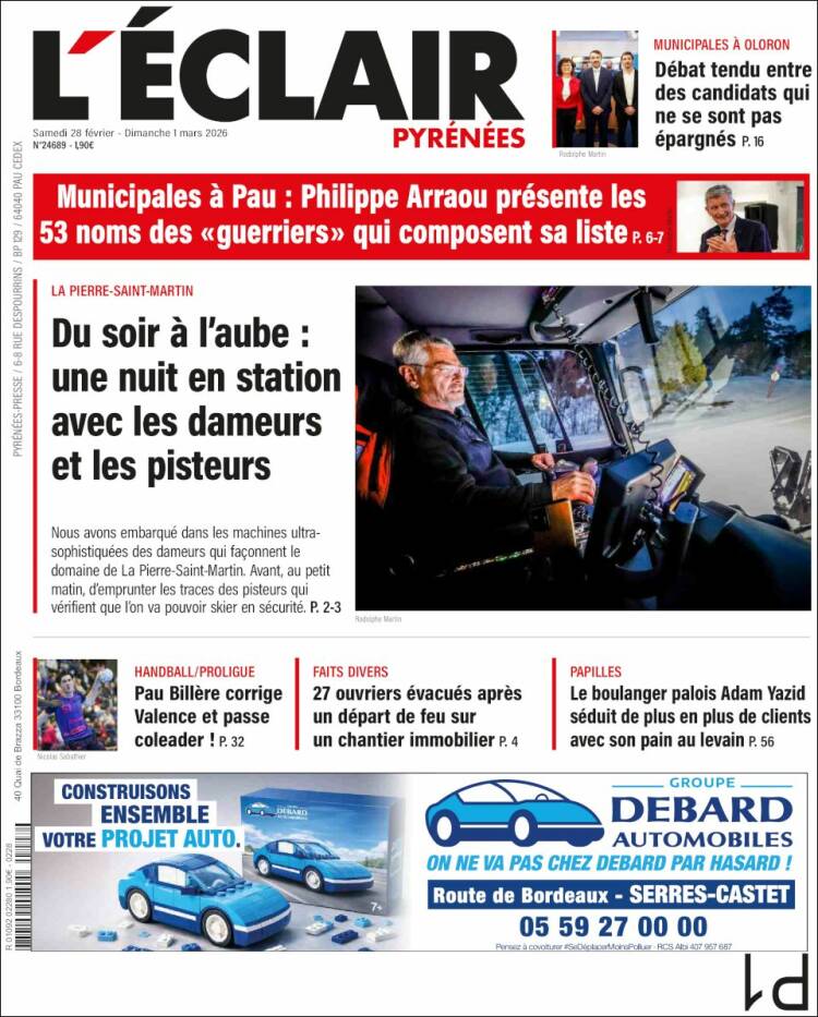 Portada de L'Eclair des Pyrénées (Francia)