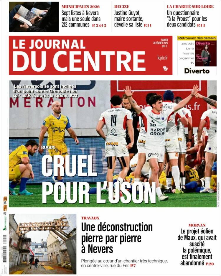 Portada de Le Journal du Centre (Francia)