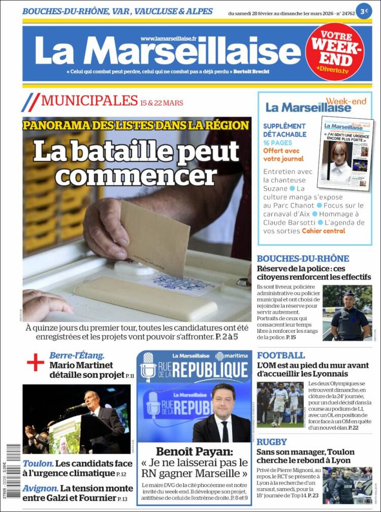 Portada de La Marseillaise (Francia)