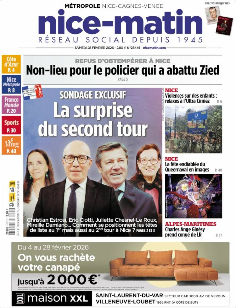Portada de Nice-Matin (Francia)