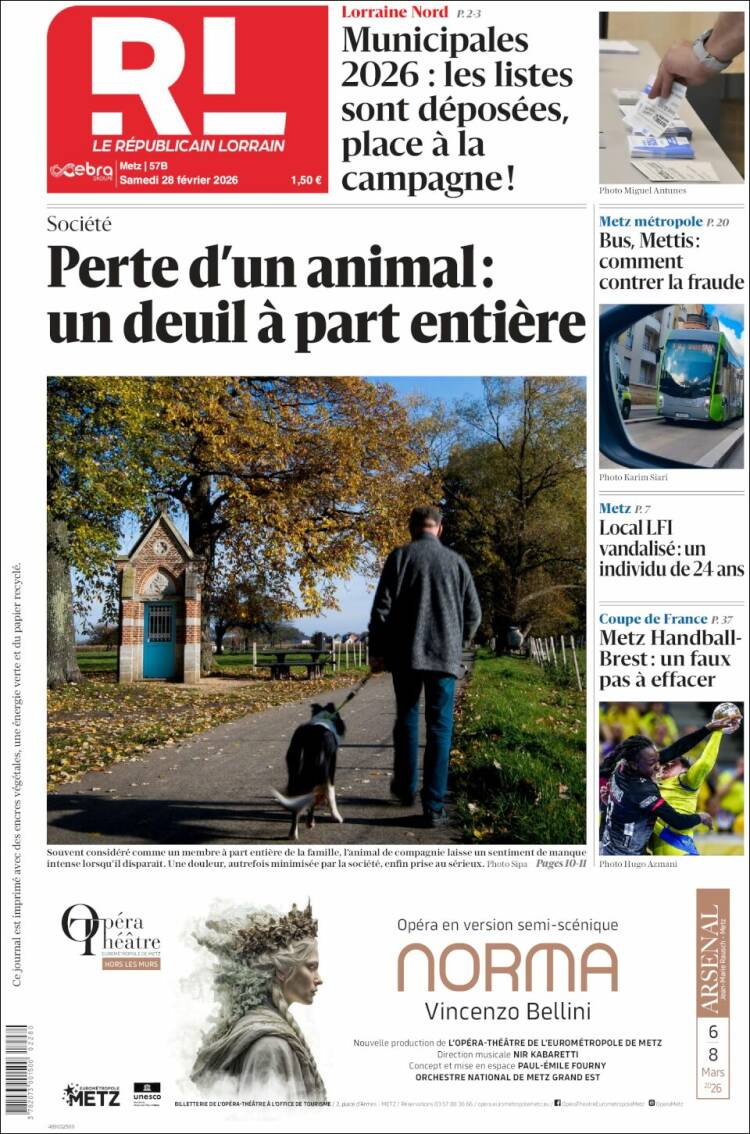 Portada de Le Republicain Lorrain (Francia)