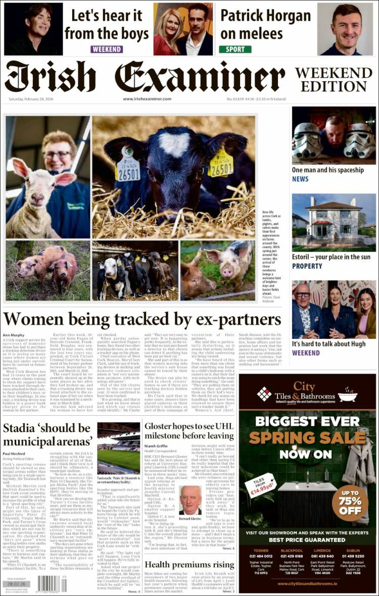 Portada de Irish Examiner (Irlanda)