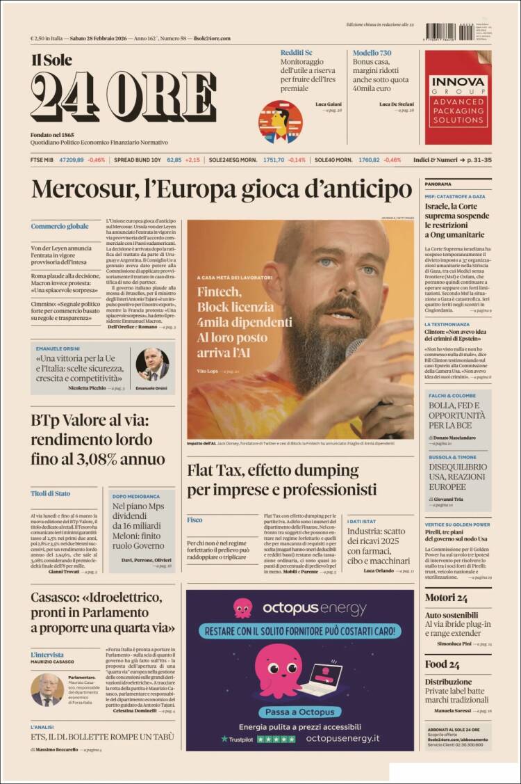 Portada de Il Sole 24 ORE (Italia)