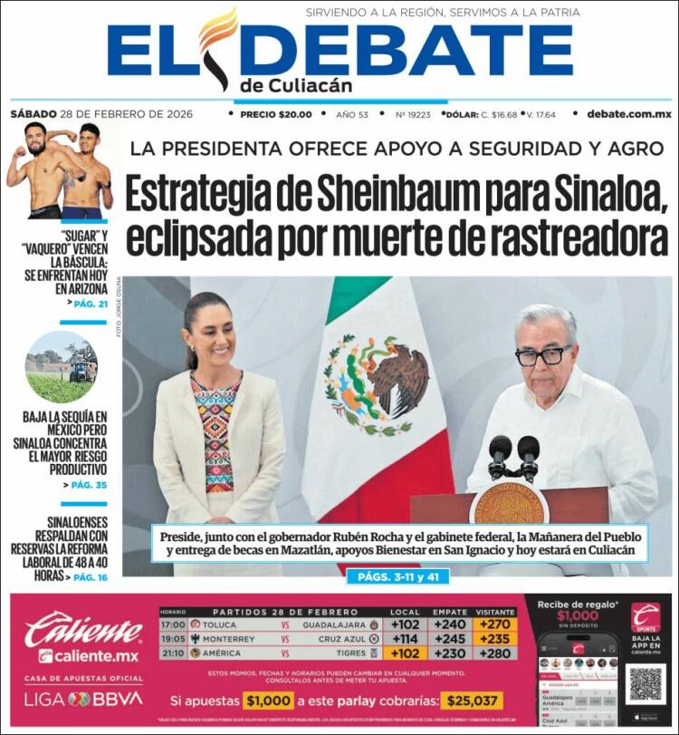 Portada de El Debate de Culiacán (M&eacute;xico)