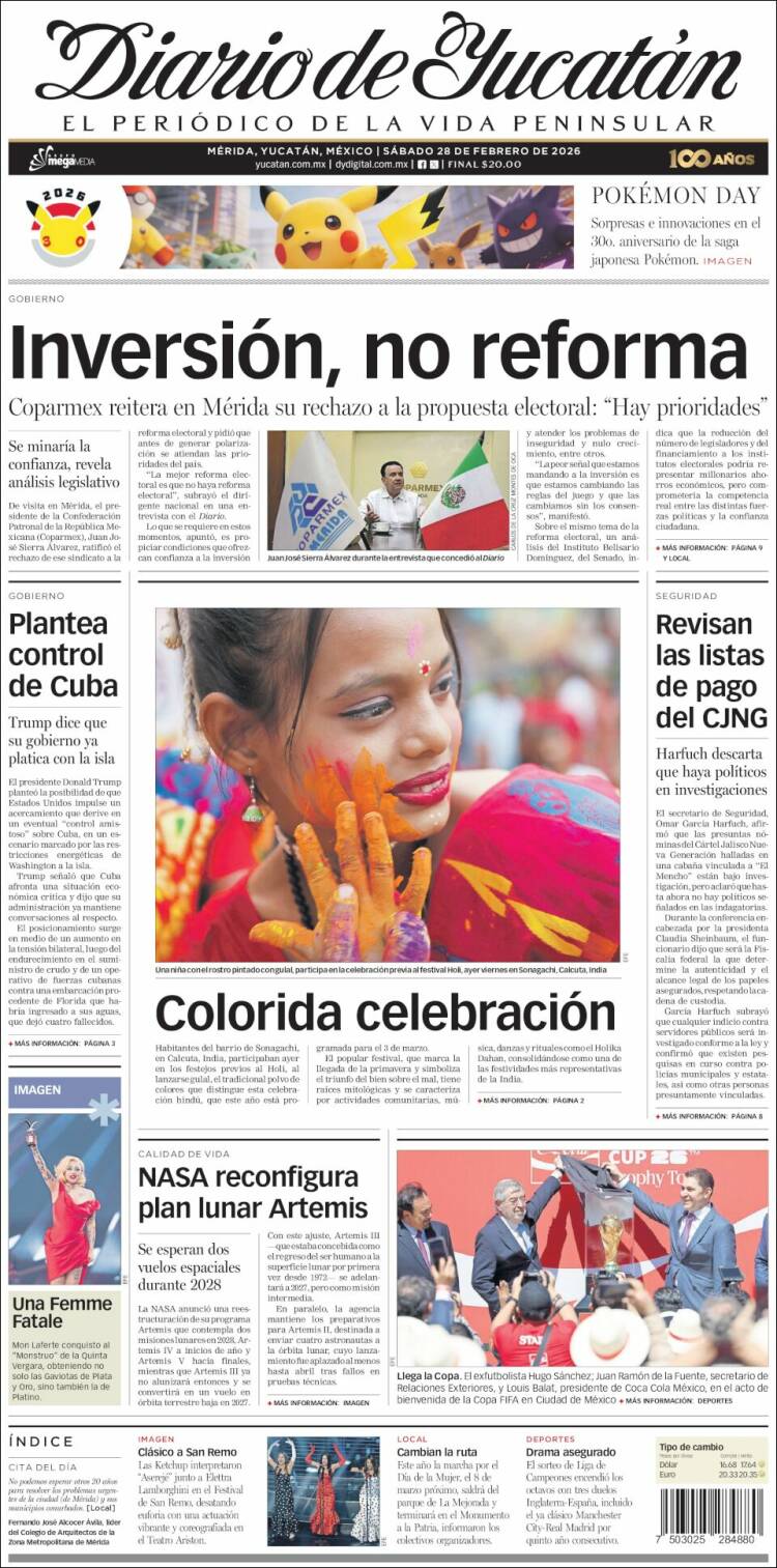 Portada de Diario de Yucatán (M&eacute;xico)
