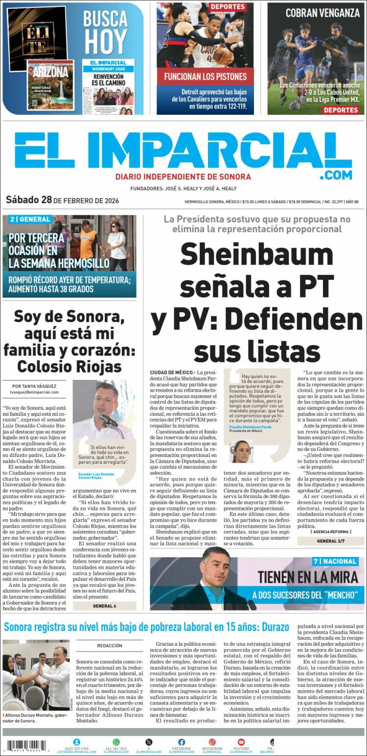 Portada de El Imparcial (M&eacute;xico)