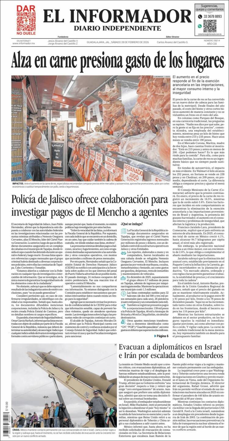 Portada de El Informador (M&eacute;xico)