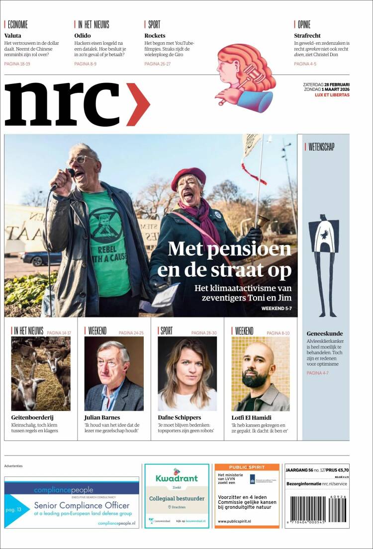 Portada de NRC Handelsblad (Pa&iacute;ses Bajos)