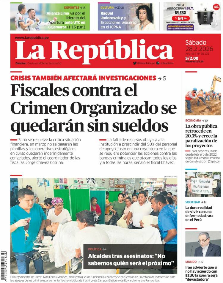 Portada de La Republica (Per&uacute;)