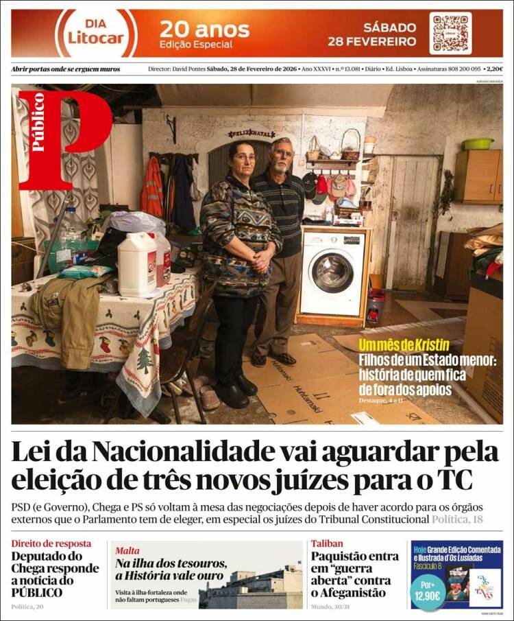 Portada de Público (Portugal)