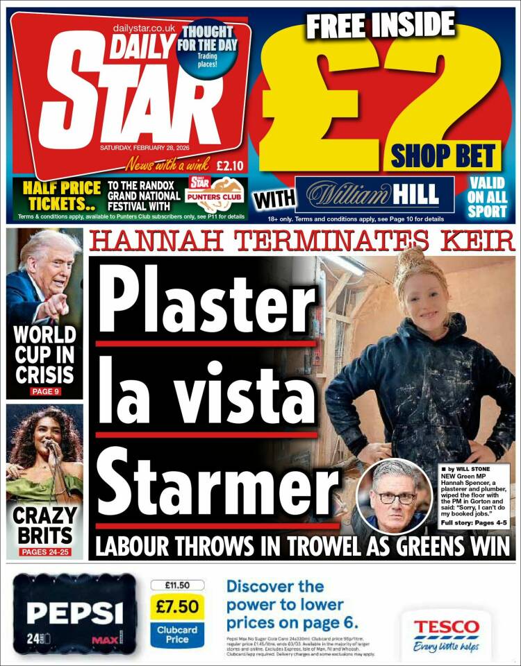 Portada de Daily Star (Reino Unido)