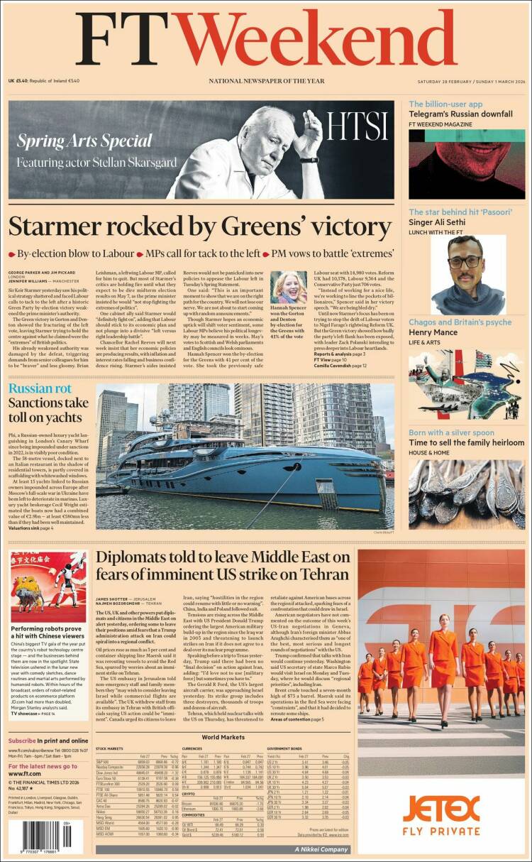 Portada de Financial Times (Reino Unido)