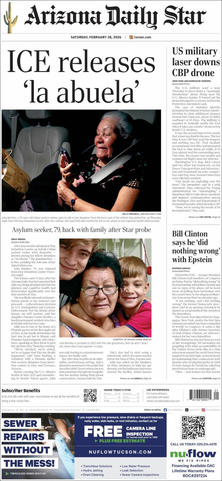 Portada de Arizona Daily Star (USA)